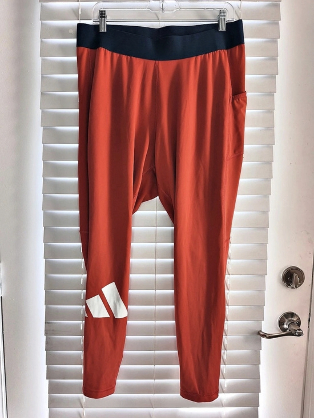 adidas Womens Techfit Leggings Red Orange Activewear Yoga Spot Pants 3X